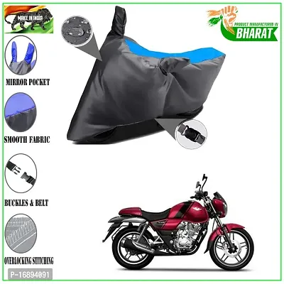 HEDWING:- Motorcycle/scooty Cover Comfortable for Bajaj V15 Power Up BS6 Water Resistant Dustproof/ UV-Ray/ Indoor/Outdoor and Parking with All Varients Full Body Protection(Gray and Blue)-thumb2