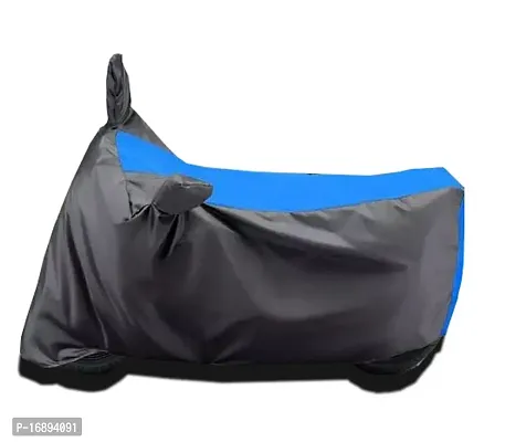 HEDWING:- Motorcycle/scooty Cover Comfortable for Bajaj V15 Power Up BS6 Water Resistant Dustproof/ UV-Ray/ Indoor/Outdoor and Parking with All Varients Full Body Protection(Gray and Blue)-thumb0