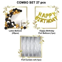 Festiko? Happy Birthday Combo (27 Pcs), Black  Golden Theme Decoration, Party Decoration Supplies (Balloons, Happy Birthday Foil Balloons  Fairy Light)-thumb1
