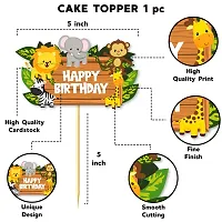Festiko? 35 Pcs Jungle Theme Happy Birthday Banner, Cake  Cupcake Toppers, Balloons, Jungle Theme It's My 1/2 Birthday Combo Decoration, Jungle Safari Theme Decorations-thumb4