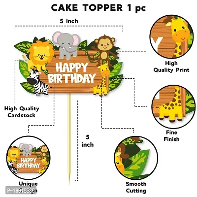 Festiko? 35 Pcs Jungle Theme Happy Birthday Banner, Cake  Cupcake Toppers, Balloons, Jungle Theme It's My 1/2 Birthday Combo Decoration, Jungle Safari Theme Decorations-thumb5