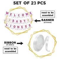 Festiko? Welcome Baby Lioness Combo (27 Pcs), Baby Lioness Welcome Party Items, Party Decoration Supplies (Balloons, Banner  Fairy Lights)-thumb3