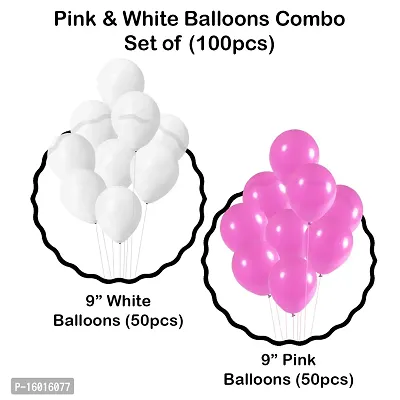 Festiko Latex Balloon Combo Pack of 100 Pcs (Pink and White) for Girls Birthday/Baby Shower/Anniversary Parties-thumb3