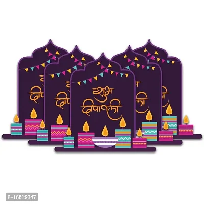 Festiko? 48 Pcs Happy Diwali Cards, Subh Deepawali Wishing Cards, Diwali Cards Diya Theme, Message Card for Diwali-thumb0