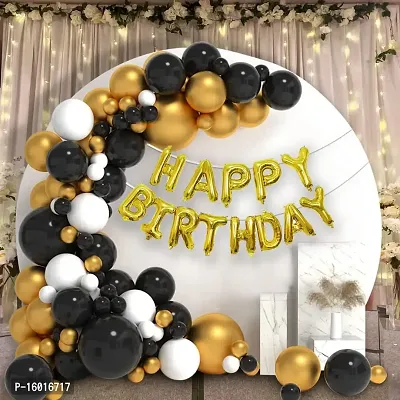 Festiko? Happy Birthday Combo (52 Pcs), Black  Golden Theme Decoration, Party Decoration Supplies (Balloons, Happy Birthday Foil Balloons  Fairy Light)