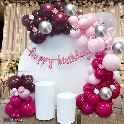 Buy Festiko? Happy Birthday Maroon, Pink Silver Combo (52 Pcs), Birthday  Celebration, Party Decoration Supplies (latex Balloons, Fairy Lights  Banner) Online In India At Discounted Prices
