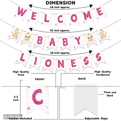 Festiko? Welcome Baby Lioness Combo (51 Pcs), Baby Lioness Welcome Party Items, Party Decoration Supplies (Balloons  Banner)-thumb5