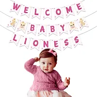 Festiko? Welcome Baby Lioness Blue Banner, Baby Lioness Welcome Decorations, Baby Lioness Welcome Party Items, Party Decoration Supplies-thumb3