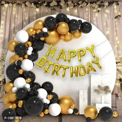 Festiko? Happy Birthday Combo (27 Pcs), Black  Golden Theme Decoration, Party Decoration Supplies (Balloons, Happy Birthday Foil Balloons  Fairy Light)-thumb0