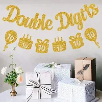 Festiko Double Digits 10th Birthday Banner - Happy 10th Birthday Decorations 10 Year Birthday Decorations for Kids 10th Birthday Decors 10th Anniversary Party Supplies-thumb1