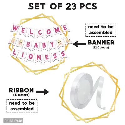 Festiko? Welcome Baby Lioness Combo (26 Pcs), Baby Lioness Welcome Party Items, Party Decoration Supplies (Balloons  Banner)-thumb4