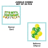 Festiko? 26 Pcs Jungle Theme Happy Birthday Banner  Balloons, Jungle Theme 1/2 Birthday Supplies, Jungle Theme It's My 1/2 Birthday Combo Decoration, Jungle Safari Theme Decorations-thumb1