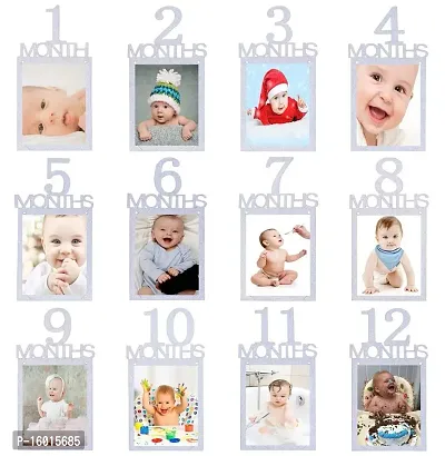 Festiko 1st Birthday Baby Glittery Photo Banner, Newborn to 12 Months Growth Record, Monthly Milestone Photograph Bunting Garland, First Birthday Party Decoration