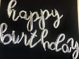 Festiko Happy birthday in 18 script letter Foil balloons/birthday party decoration/Birthday Balloon Hand write/bachelorette birthday decoration (Silver happy birthday foil balloon)-thumb1
