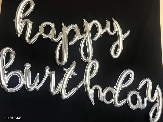 Festiko Happy birthday in 18 script letter Foil balloons/birthday party decoration/Birthday Balloon Hand write/bachelorette birthday decoration (Silver happy birthday foil balloon)-thumb2