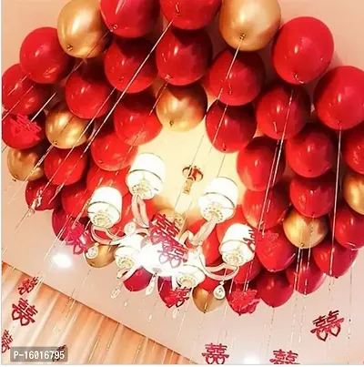 Festiko 50 Pcs. Metallic Balloons (Red, Golden) for Birthday Decoration, Festival Celebrations, Wedding Decoration, Party Supplies