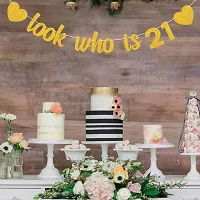 Festiko Look Who is 21 Banner - Happy 21st Birthday Banner Party Decorations - Adult Party Supplies Photo Props Sign Cheers to 21 Years Banner for Boys/Girls 21st Birthday Party Sign Decors-thumb4