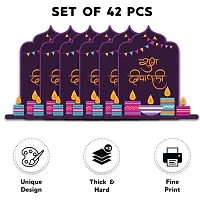 Festiko? 42 Pcs Happy Diwali Cards, Subh Deepawali Wishing Cards, Diwali Cards Diya Theme, Message Card for Diwali-thumb1