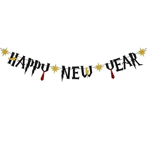 Festiko?Glitter Happy New Year Banner Banner, Harry P New Years Decorations, Happy Holiday Banner for Magical Wizard Harry Themed New Years Eve Party Decorations- Farewell to 2021 and Welcome to 2022