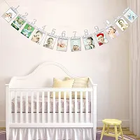 Festiko 1st Birthday Baby Glittery Photo Banner, Newborn to 12 Months Growth Record, Monthly Milestone Photograph Bunting Garland, First Birthday Party Decoration-thumb2
