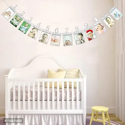 Festiko 1st Birthday Baby Glittery Photo Banner, Newborn to 12 Months Growth Record, Monthly Milestone Photograph Bunting Garland, First Birthday Party Decoration-thumb3