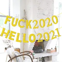 Festiko New Year Banner Glitter Fuck 2020 Hello 2021 Banner New Years Eve Party Supplies 2021 New Years Christmas Party Fireplace Mantle Hanging Decorations-thumb1