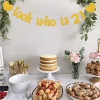 Festiko Look Who is 21 Banner - Happy 21st Birthday Banner Party Decorations - Adult Party Supplies Photo Props Sign Cheers to 21 Years Banner for Boys/Girls 21st Birthday Party Sign Decors-thumb3