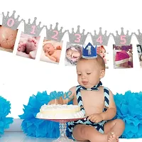 Festiko Birthday Photo Banner, 1st Birthday Baby Photo Banner Newborn to 12 Months Birthday Party Decor-thumb2
