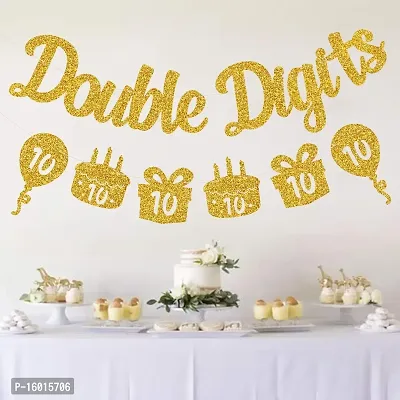 Festiko Double Digits 10th Birthday Banner - Happy 10th Birthday Decorations 10 Year Birthday Decorations for Kids 10th Birthday Decors 10th Anniversary Party Supplies-thumb3