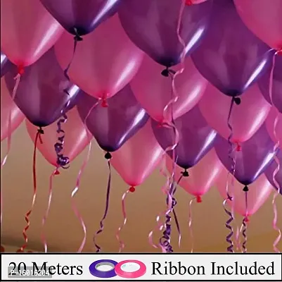 Festiko Balloon Combo + Ribbon ( Pink  Purple) for Birthday/Anniversary/babyshower/Parties/Decoration and Celebration