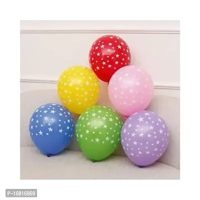 Festiko Multicolor Star Printed 12 Latex Balloons-thumb0