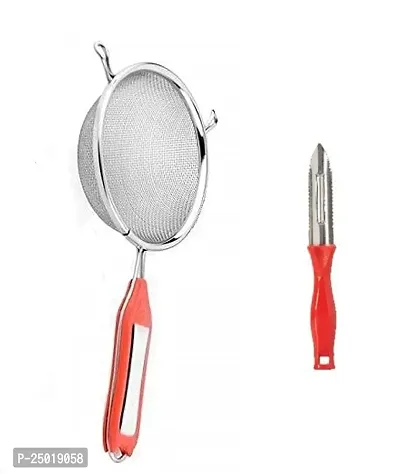 Durable Stainless Steel Premium Quality Soup Juice Strainer With Plastic Peeler For Kitchen Pack Of 2