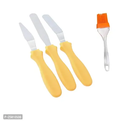 Durable 3 Pieces, Baking Knife Set For Icing Frosting Spatula Cake Knives With Silicon Big Oil Brush Only Pack Of 4