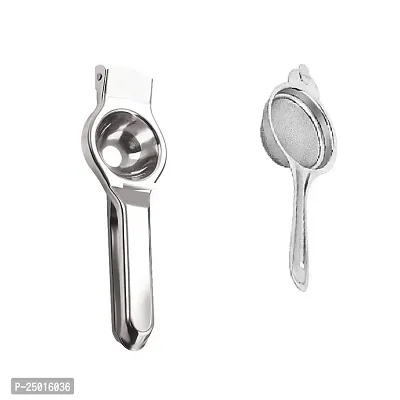 Durable Stainless Steel Lemon Squeezer With Stainless Steel Tea Strainer Pack Of 2-thumb0