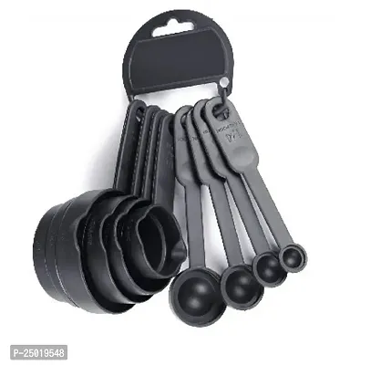 Durable 8 Plastic Black Measuring Cup And Spoon Set Pack Of 1-thumb0