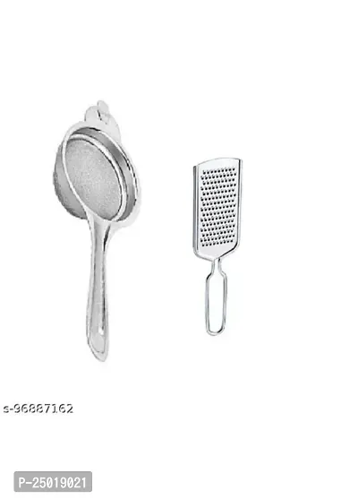 Durable Stainless Steel Tea Strainer With Stainless Steel Cheese Grater Pack Of 2