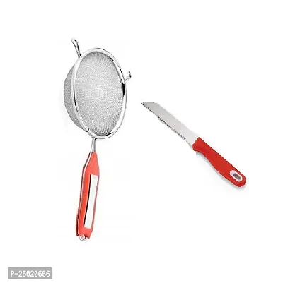 Durable Stainless Steel Soup And Juice Strainer 4 No With Stainless Steel Crysta Vegetable Knife Pack Of 2-thumb0