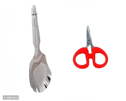 Durable Combo Of Stainless Steel Serving And Cooking Rice Palta With Multipurpose Small Scissor Pack Of 2