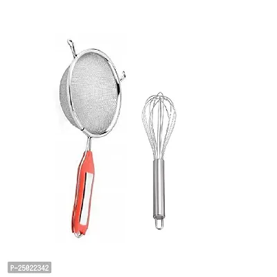 Durable Stainless Steel Soup And Juice Strainer4 No With Stainless Steel Egg Beater Whisk Pack Of 2