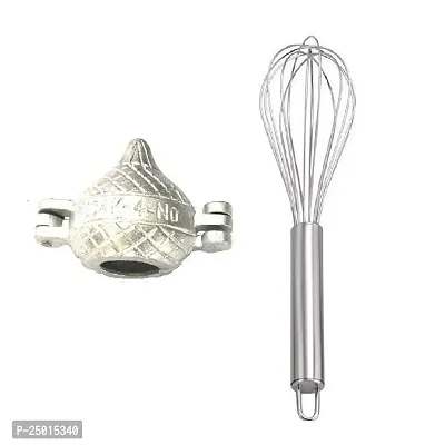 Durable Aluminum Modak Mold Sancha With Stainless Steel Egg Beater Whisk Pack Of 2-thumb0