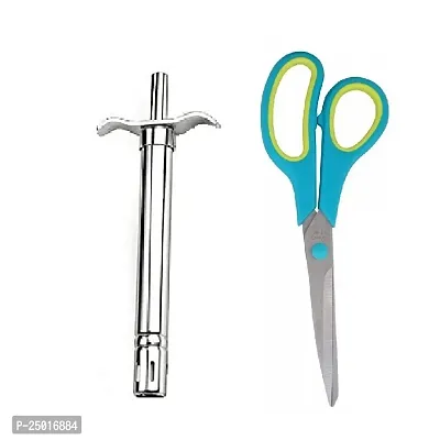 Durable Stainless Steel Gas Lighter And Multipurpose Big Scissor Pack Of 2-thumb0