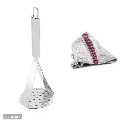 Durable Stainless Steel Potato Vegetable Pav Bhaji Big Masher And 1, Floor Duster, Pocha, Floor Cleaning Cloth Or Floor Cloth Pack Of 24* Pack Of 24 Inch Pack Of 2