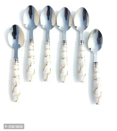 Durable Stainless Steel 6 Pieces New Spoon With Plastic Handle-thumb0