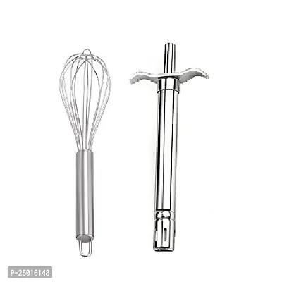 Durable Stainless Steel Egg Beater With Stainless Steel Gas Lighter Pack Of 2-thumb0