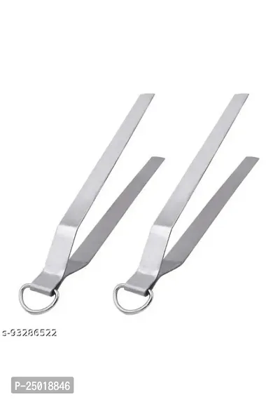 Durable Stainless Steel Chimta For Roti Chapati Chimta Tong For Chapati Tong For BBQ Pack Of 2-thumb0