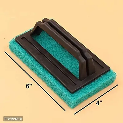 Durable Tile Floor Cleaning Brush With Sponge Scrub Pad And Handle Standard, Multicolour Pack Of 1-thumb0