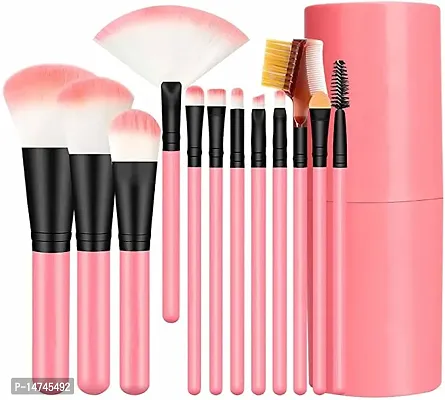 Professional Luxury Makeup Brush Set with Storage Box - 12 Piece Pink Brushes Makeup Kit for Girls (Pack of 12)