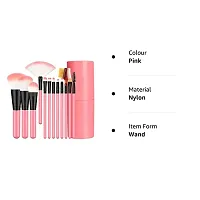 Professional Luxury Makeup Brush Set with Storage Box - 12 Piece Pink Brushes Makeup Kit for Girls (Pack of 12)-thumb1