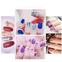 RED4 Nail art Combo Kit with 100 Pcs False Nails 48 Bottles of 3D glitter powder, Nail art charms/tool Sequins Shimmer Stone kit gift box for girls with Nail Glue adhesive-thumb4