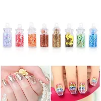 RED4 Nail art Combo Kit with 100 Pcs False Nails 48 Bottles of 3D glitter powder, Nail art charms/tool Sequins Shimmer Stone kit gift box for girls with Nail Glue adhesive-thumb1